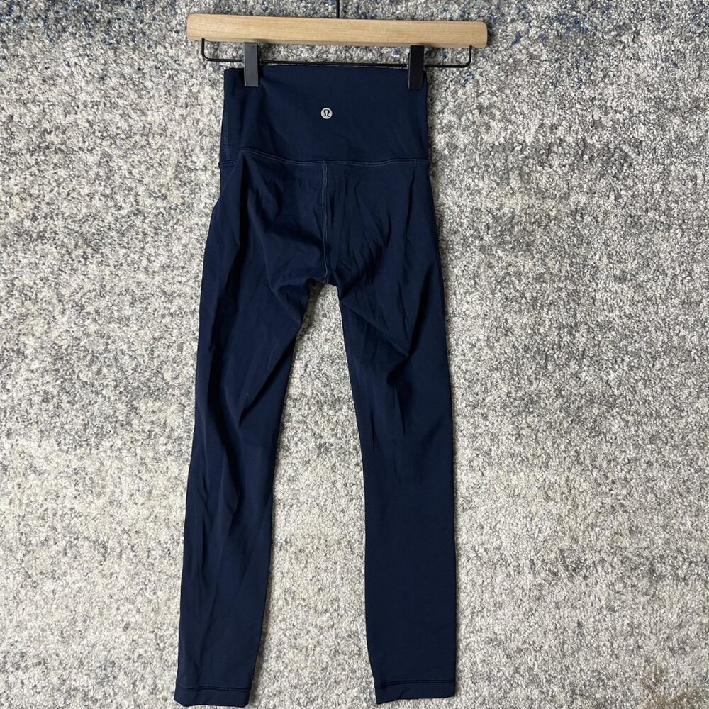 Lululemon Pants Womens 0 Navy High Rise Leggings Yoga Athletic Workout Running - Picture 6 of 7